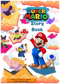 Preview of Mario Brothers Movie Story Book - Fan Art for Reading Practice w Easel Quiz