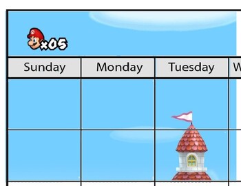 Preview of Mario Calendar editable