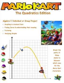Preview of Mario Kart Quadratics Project w/ answer key