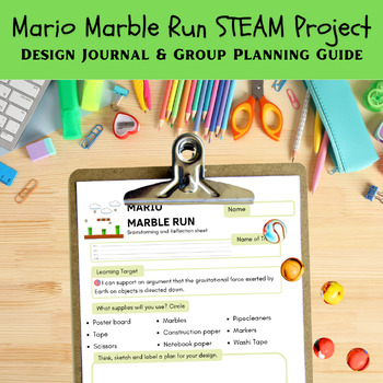 Preview of Mario Marble Run STEM/STEAM Project Design Journal/Planning Guide
