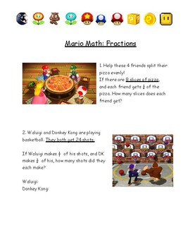 Preview of Mario Math: Fractions
