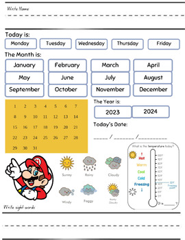 Preview of Mario Morning Calendar Work