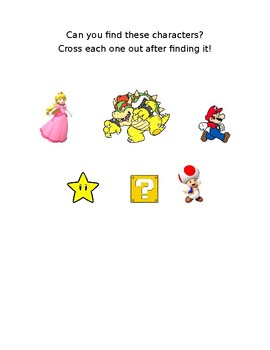 Preview of Mario Scavenger hunt
