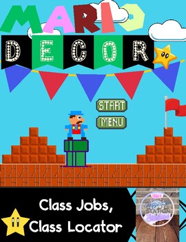 Preview of Mario Themed Decor: Class Locator and Classroom Jobs