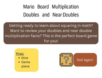 Preview of Mario Themed Multiplication Doubles and Near Doubles Board Game