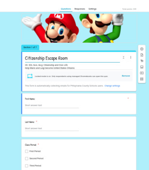 Preview of Mario and Luigi Obtain Citizenship Escape Room