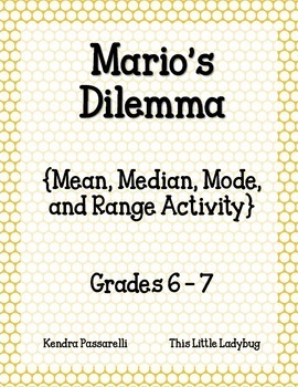 Preview of Mario's Dilemma {Mean, Median, Mode, and Range Activity}