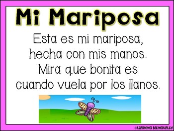 Mariposa Poem and Craft by Learning Bilingually | TPT