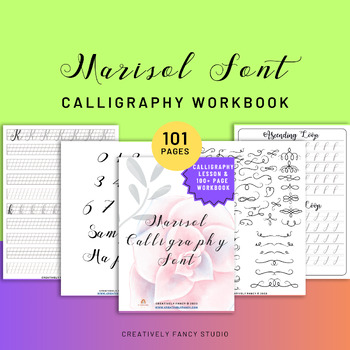 Preview of Marisol Font Calligraphy Workbook - Calligraphy Instructions - 100 Page Workbook