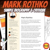 Mark Rothko Biography Sheet, Critique, Middle School Art H