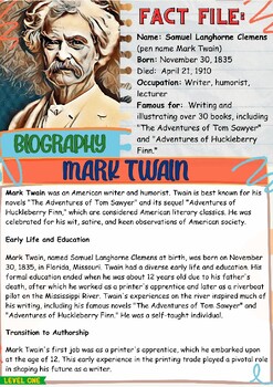 Preview of Mark Twain. Author Study. Read Across America. Differentiated Reading