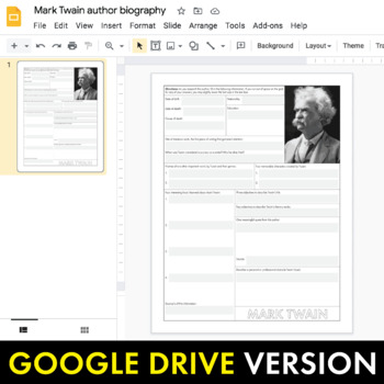 Mark Twain Author Study Worksheet, Easy Biography Activity ...