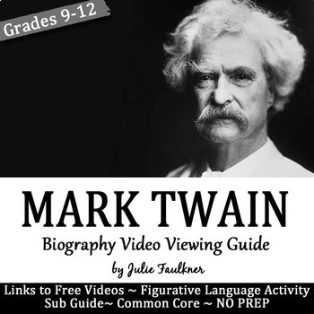Preview of Mark Twain Biography Video Viewing Questions