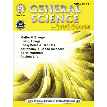 Preview of Mark Twain General Science Quick Starts Workbook Gr 4-12 Printable 405041-EB