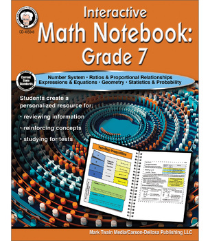 Preview of Mark Twain Interactive Math Notebook Workbook Grade 7 Printable 405046-EB