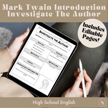 Preview of Mark Twain Introduction | Investigate The Author | High School English