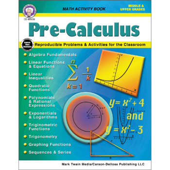 Preview of Mark Twain Pre-Calculus Workbook Grades 6-12 Printable 405033-EB