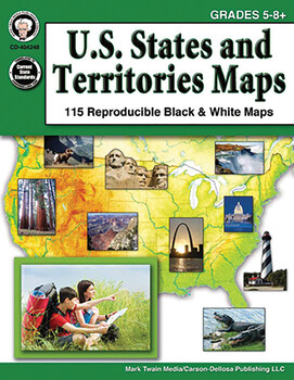 Preview of Mark Twain U.S. States and Territories Maps Wkbk Gr 5–8 Printable 404248-EB