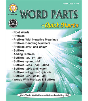 Preview of Mark Twain Word Parts Quick Starts Workbook Grades 4–12 Printable 405057-EB