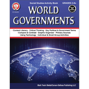 Preview of Mark Twain World Governments Workbook Grades 5-12 Printable 405035-EB