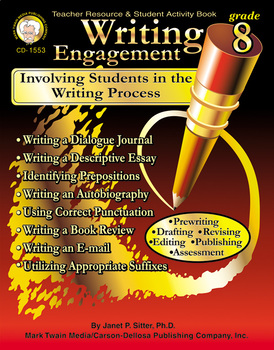 Preview of Mark Twain Writing Engagement Workbook Grade 8 Printable 1553-EB