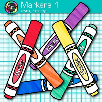 Rainbow Marker Clip Art {Back to School Supplies for Classroom Decor} 1