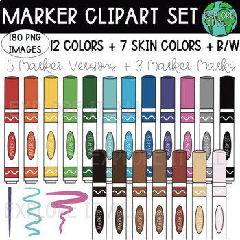 Markers Clipart by Explore It All | TPT