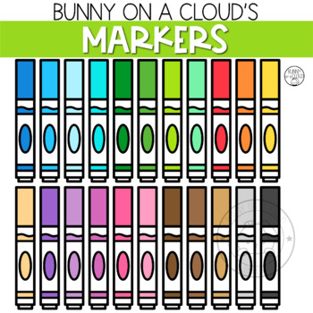 Markers Clipart by Bunny On A Cloud by Bunny On A Cloud | TPT