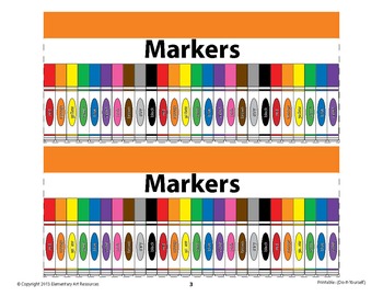Markers Labeling Cards for Bins or Labels & Classroom Organization