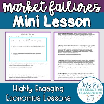 Preview of Market Failures Economics Mini Lesson! (Distance Learning)