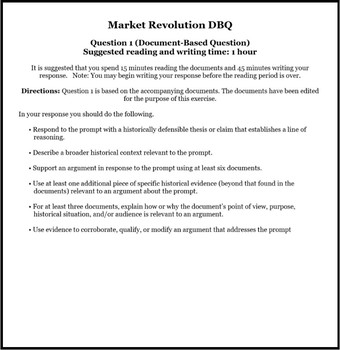 Market Revolution Dbq