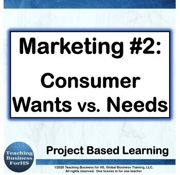 Preview of Marketing 2  - Consumer Wants and Consumer Needs - CTE Project based