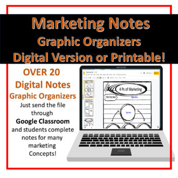 Preview of Marketing Class Graphic Organizers Notebook |Digital Fill-in OR Printable Notes!
