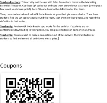 Preview of Marketing Sales Promotion QR Scavenger Hunt