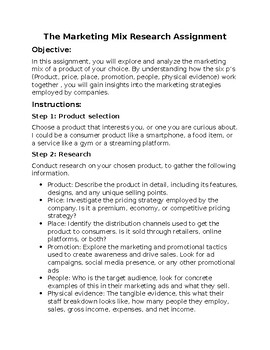 Marketing mix research project by colin Prachnau | TPT