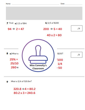 Preview of Marking Guide - Year 6 Summative Assessment Number and Algebra