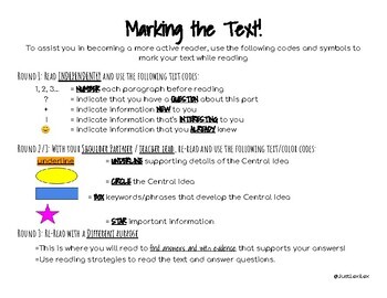 Anchor chart - Marking the text
