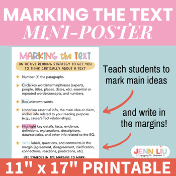 Preview of Reading Comprehension Strategies -Annotating/Marking the Text Skills Mini Poster