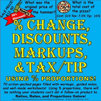 Preview of Markup Percent, Discount, Percent Change (Increase/Decrease), Tax and Tip Unit