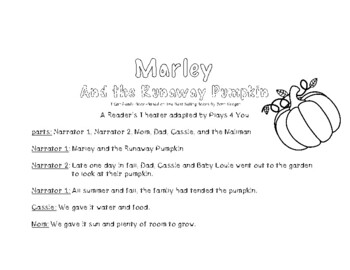 Preview of Marley and the Runaway Pumpkin-  A Fall Reader's Theater-Comprehension Questions