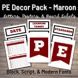Maroon PE Decor: Board Letters, Headers, Labels, & Posters