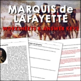 Marquis de Lafayette American Revolution Reading Worksheet