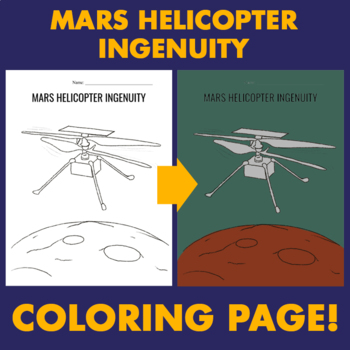 Preview of Mars Helicopter Ingenuity Coloring Page! - Mars Perseverance Rover Helicopter