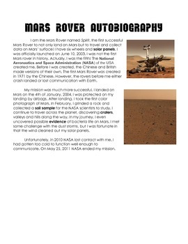 Preview of Mars Rover Autobiography