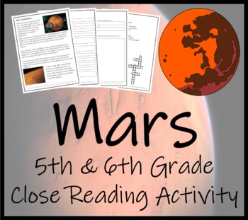 Preview of Mars The Red Planet Close Reading Comprehension Activity | 5th Grade & 6th Grade