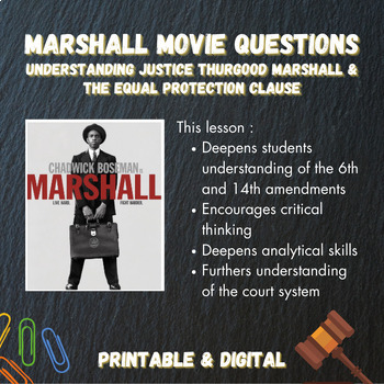 Preview of Marshall Movie Questions - Understanding Thurgood Marshall & the 14th Amendment
