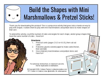 Preview of Marshmallow & Pretzel Sticks STEM Cards (Shapes)