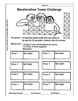 Preview of Marshmallow Tower Lab: Build the Tallest Tower out of Spaghetti and Marshmallows