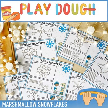 Preview of Marshmallows and Toothpicks Snowflakes Mats Winter Printable Activities Play Doh