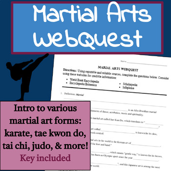 Preview of Martial Arts WebQuest